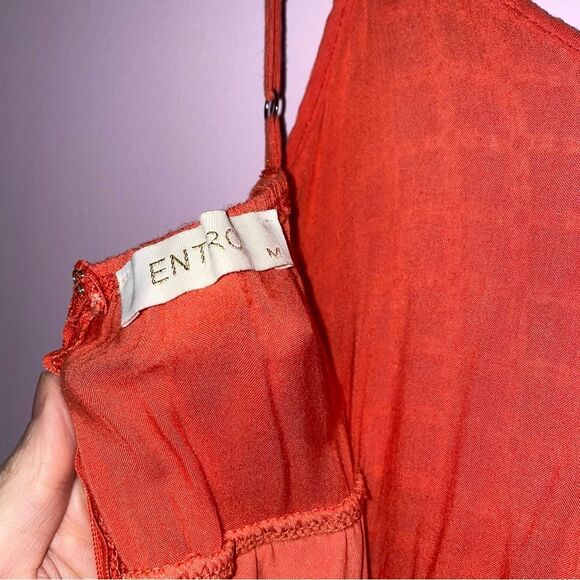 Entro Sundress M Orange Crochet Empire Mini Dress - Picture 10 of 11